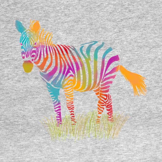 Rainbow Colored Zebra by Alissa Carin